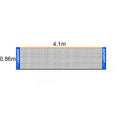 Portable folding badminton bracket and net set with white PE plastic construction showing four length options