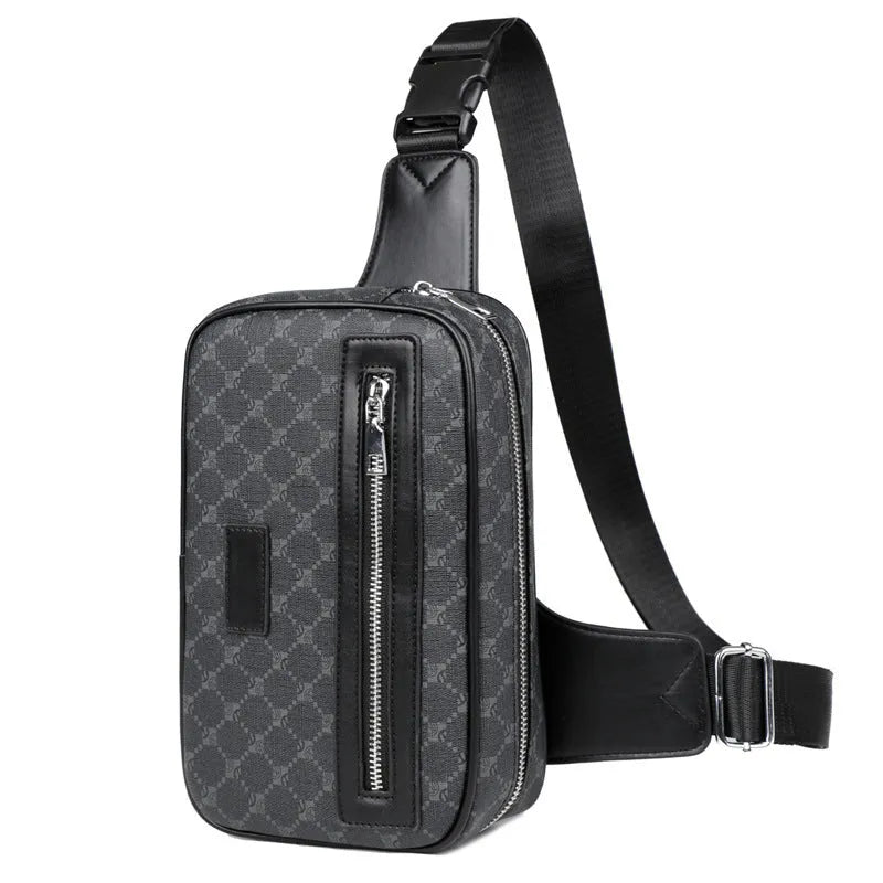 Men's printed crossbody shoulder bag with chest design and spine protection function