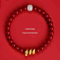Handmade Chinese zodiac snake bracelet in cinnabar with 6mm and 8mm size options
