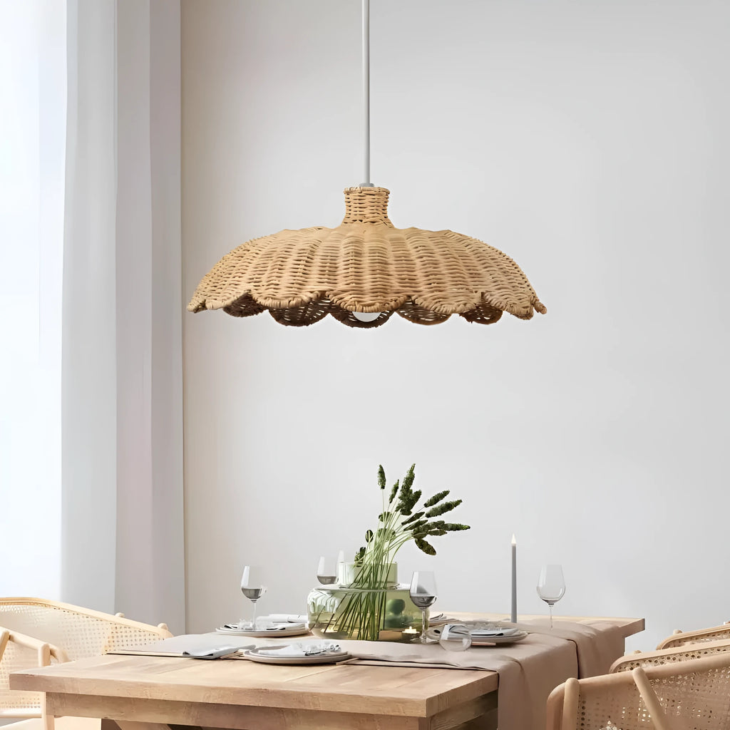 Nordic style rattan lampshade 65x25CM bamboo woven acrylic pendant light for hotel restaurant