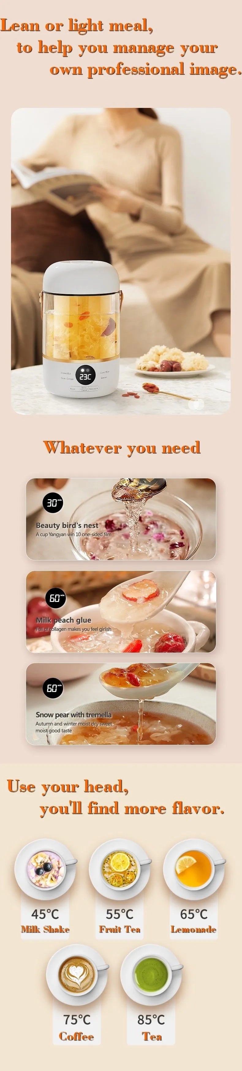 Personal portable electric stew cooker with glass liner in transparent or invisible version, capacity under 1 litre.
