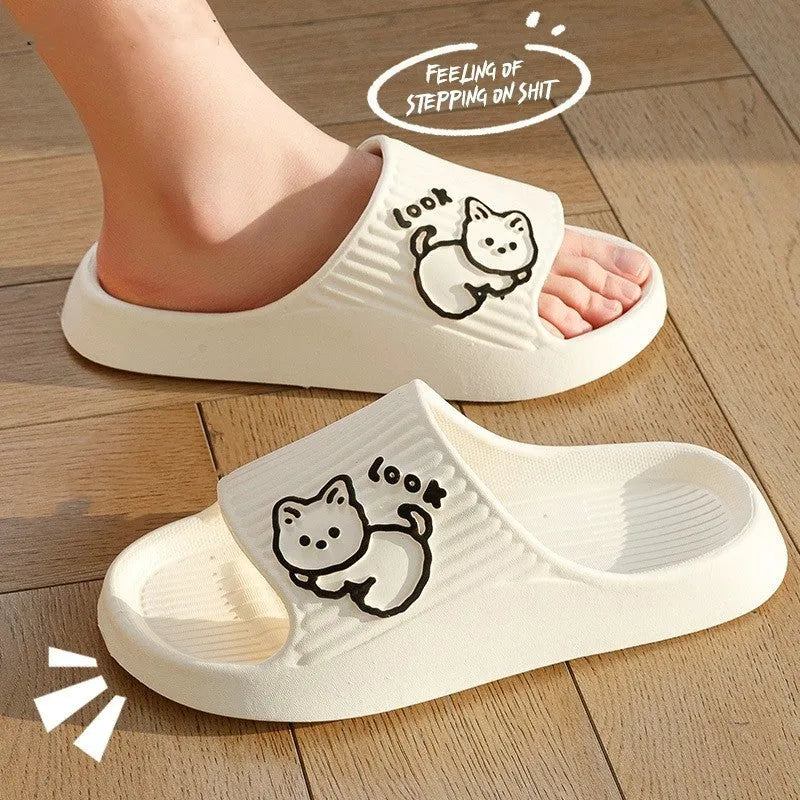 EVA cat platform slippers in various colours showing thick sole and flip-flop design