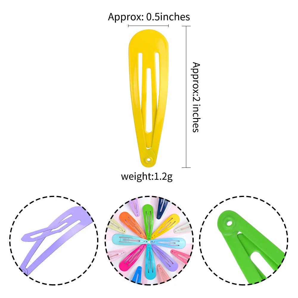 80-piece set of assorted coloured metal hair clips laid out, with a 2-inch barrette shown separately.
