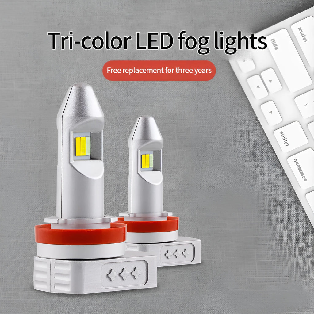 Universal retrofit LED fog lamp bulb with aluminium housing for cars, motorcycles, and trucks.