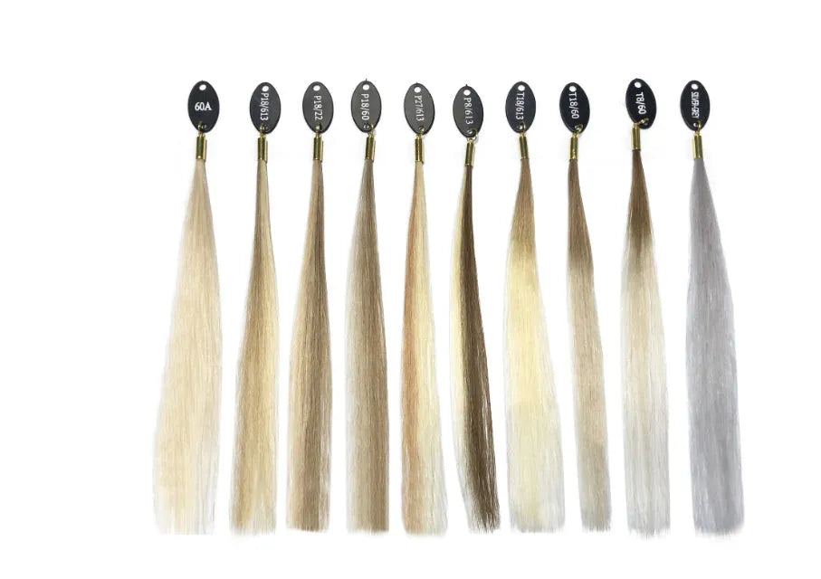Hand-woven human hair colour board for hairdressing, available in 31, 42 or 48 colours