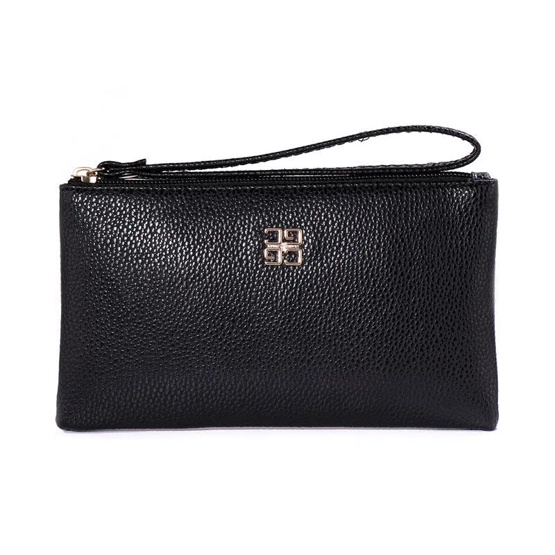 Long wine red PU leather cross-body phone wallet handbag with a zip and adjustable strap.