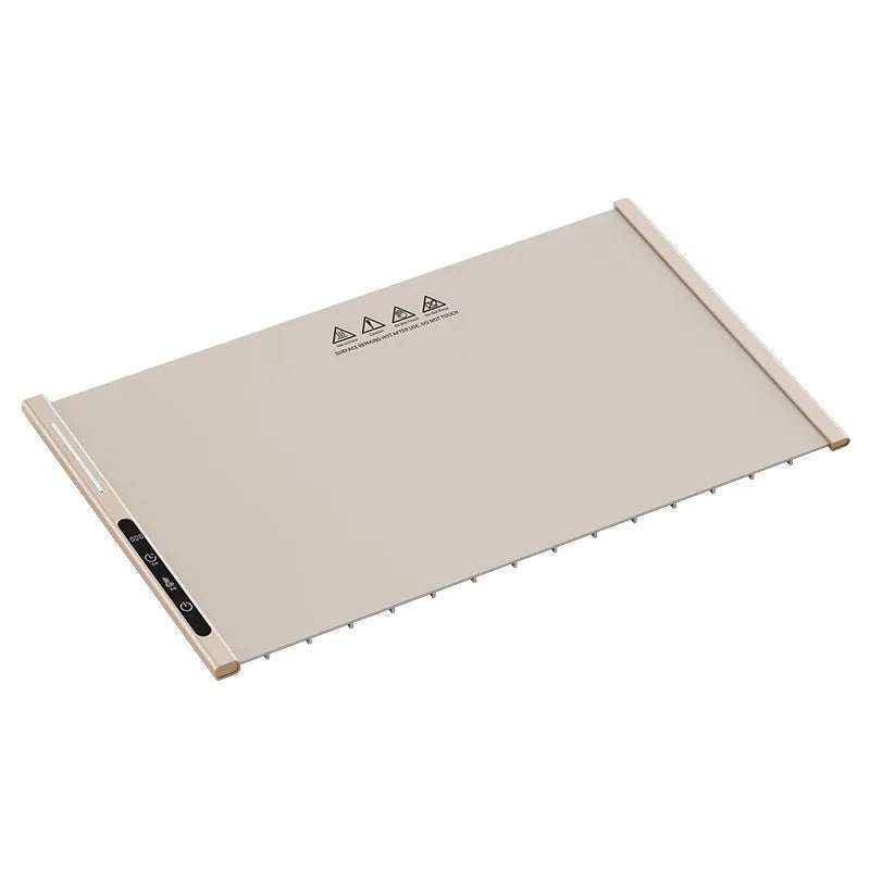 Household silicone dishes warming plate 300W in beige with EU plug on dining table