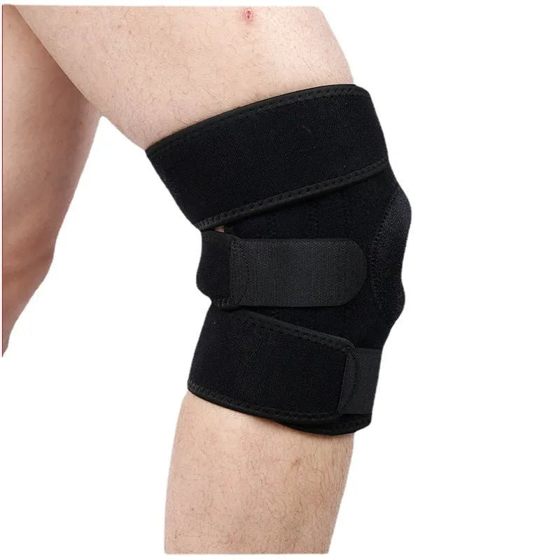 Sports knee pad with spring support system for running and basketball.