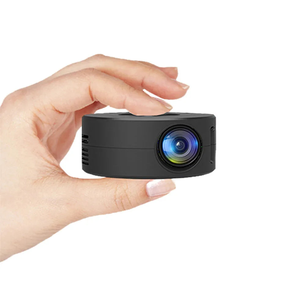 Black mini portable children's phone projector with compact square design.