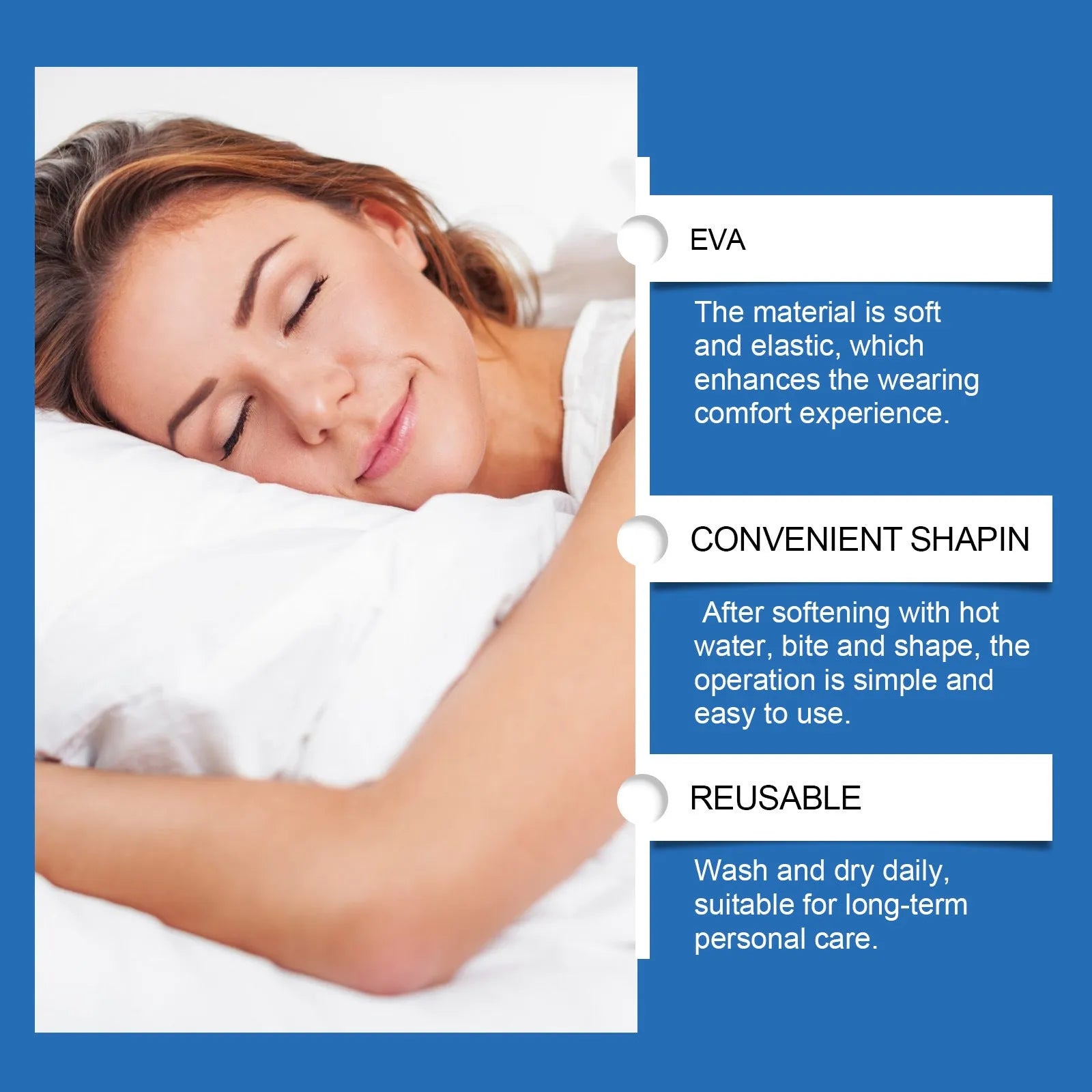 Anti-snoring gentle care device with one-piece design for nighttime sleep comfort