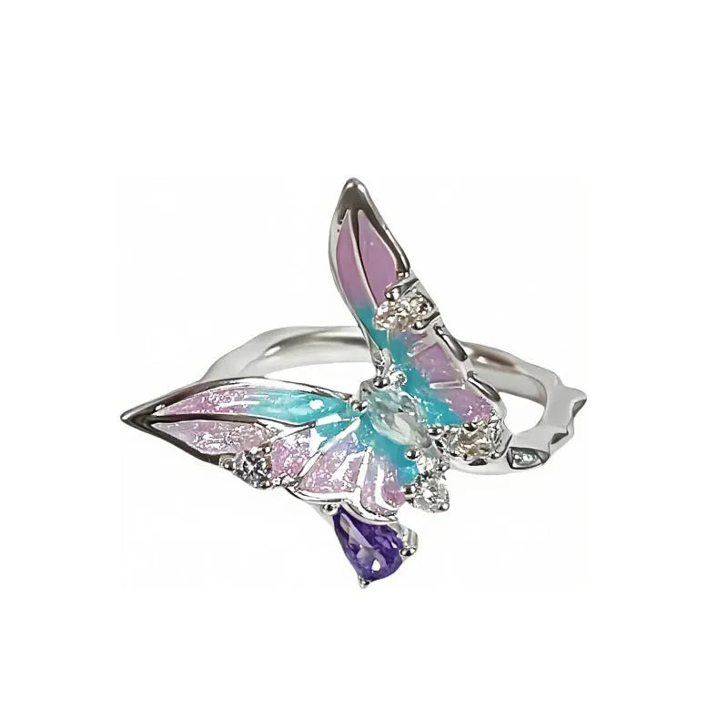 Insect motif adjustable copper ring showing detailed modelling and three colour finish options