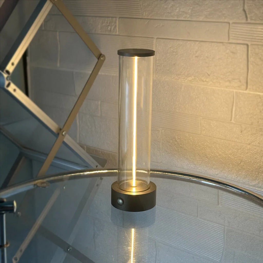 Modern glass LED light strip with magnetic base and USB charging cable