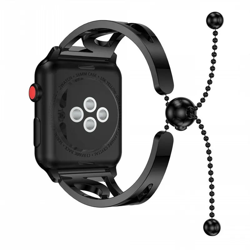 Stainless steel watch band for Apple Watch, adjustable, 38mm 42mm, black colour
