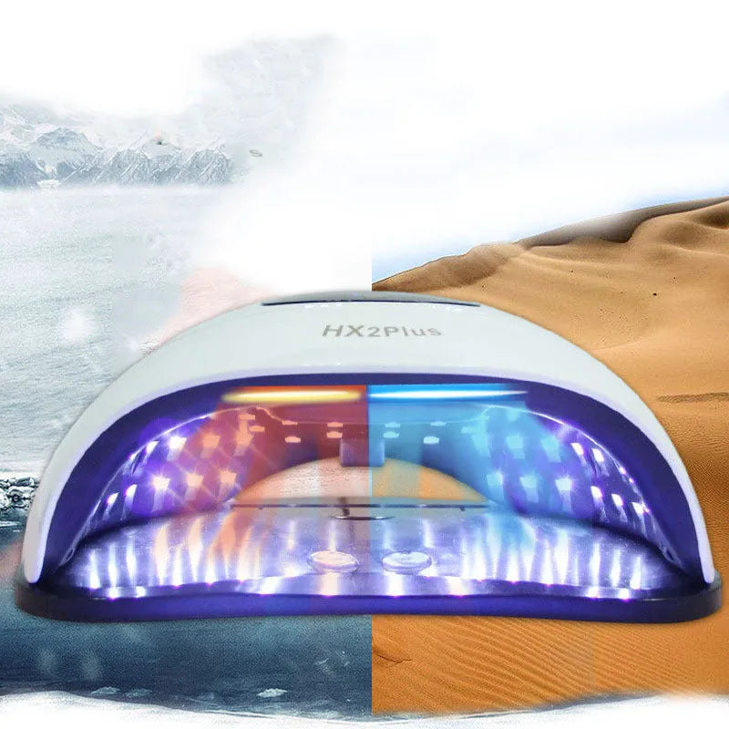 White cold and warm nail phototherapy machine with touch screen, 60 lamp beads, and detachable bottom plate