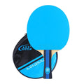 Colourful table tennis racket with pure wood blade and protective bag in pink, blue or green shakehand grip