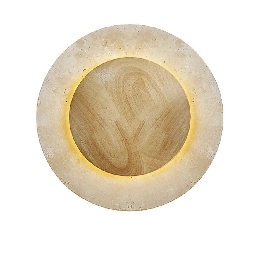 Yellow cave stone round silent wind wall lamp with tricolour light in a retro style for bedside or stairs