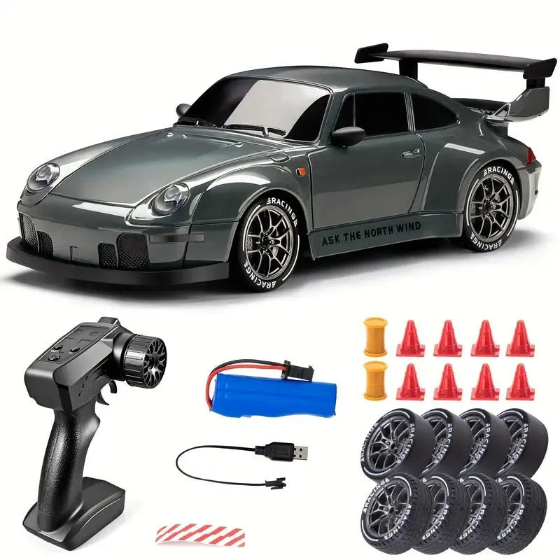 Proportional remote control high-speed drift car in Y914 cloudy blue with plastic body and USB charging port