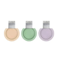 Set of three mixed colour silicone travel storage bottles with stickers, 60ml or 90ml capacity