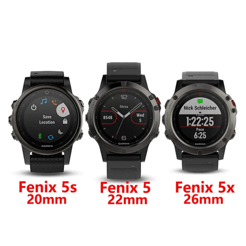 Stainless steel watch band for Garmin Fenix 3 and Fenix 5X in silver, black, gold, and rose gold colours