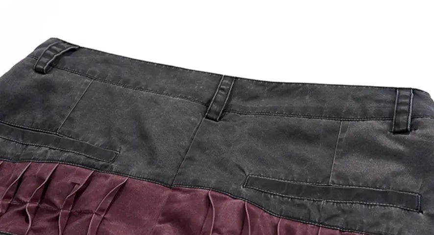 Korean style wide-leg function pants for boys in black solid colour with relaxed fit