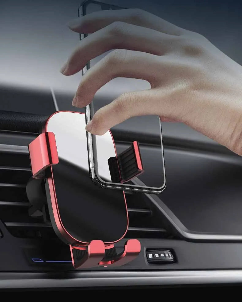Black sucker car phone holder with USB charging stand mounted on dashboard