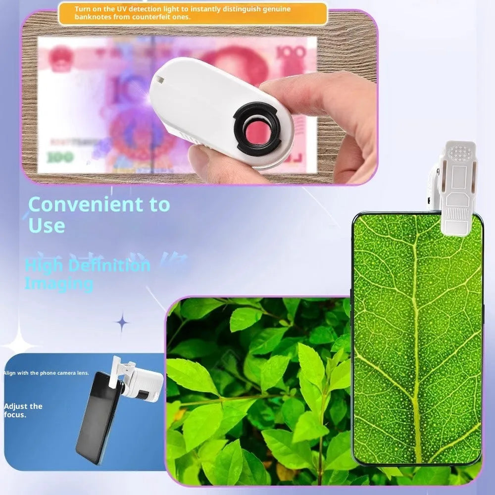 Portable children's optical microscope educational science toy in white or silver for ages 7-14
