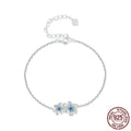 S925 silver flower bracelet with 160+50mm adjustable chain, 9x17mm floral pendant and 2.1g weight