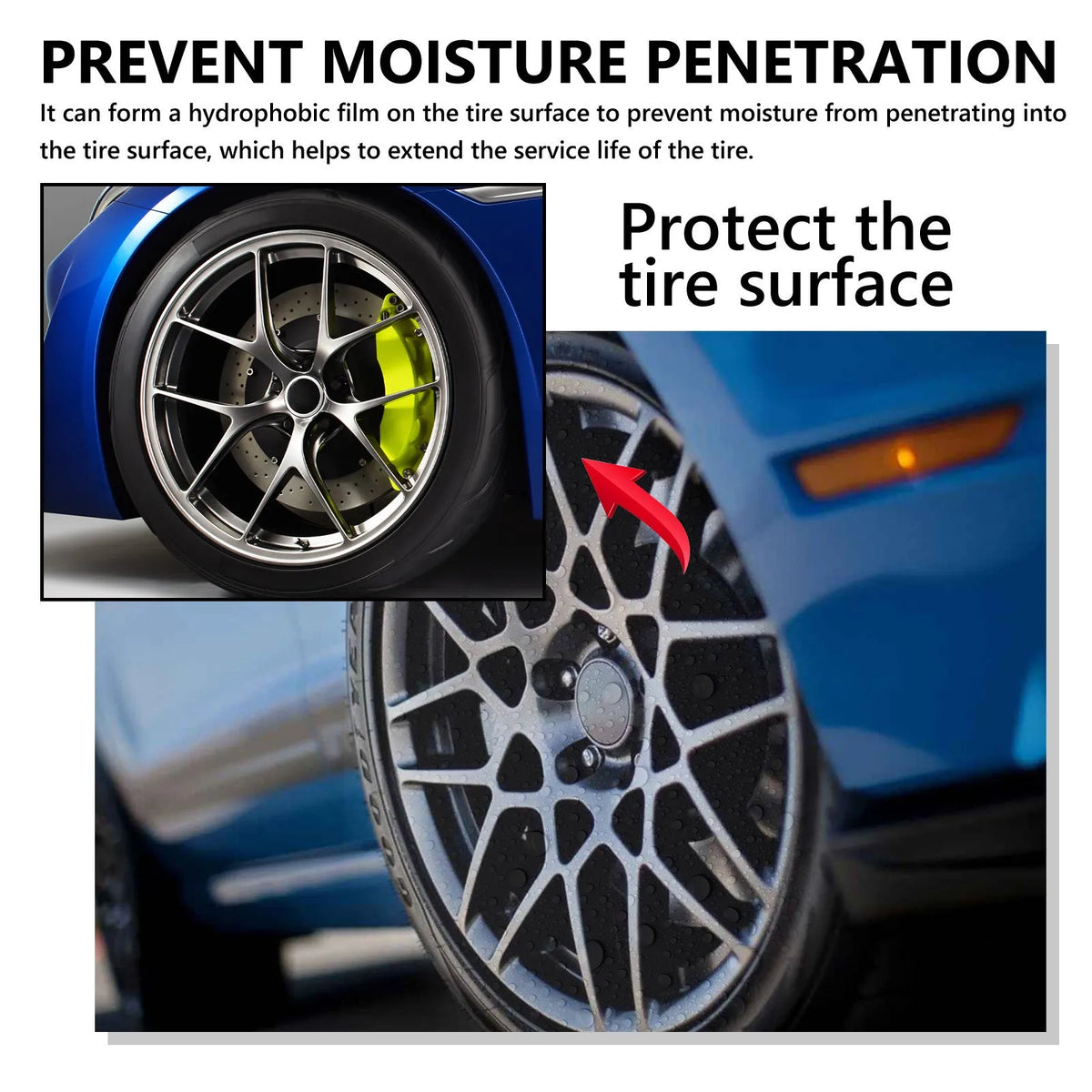 Car tyre spray paint 100ml bottle with cleaning agent for wheel refurbishment and polishing