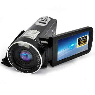 Black or gold digital camera with 3.0 inch rotating LCD, HD 1080P video, CMOS sensor, and USB 2.0