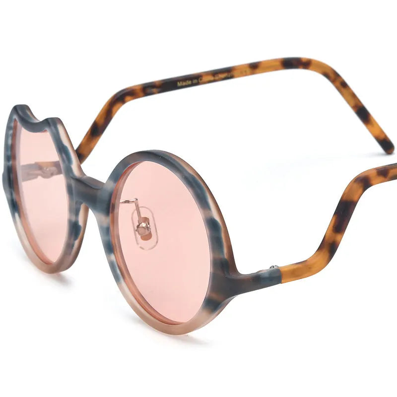 Unisex frosted irregular sunglasses in matte colour-blocked frame and lens combinations, size 48-23-145, one pair