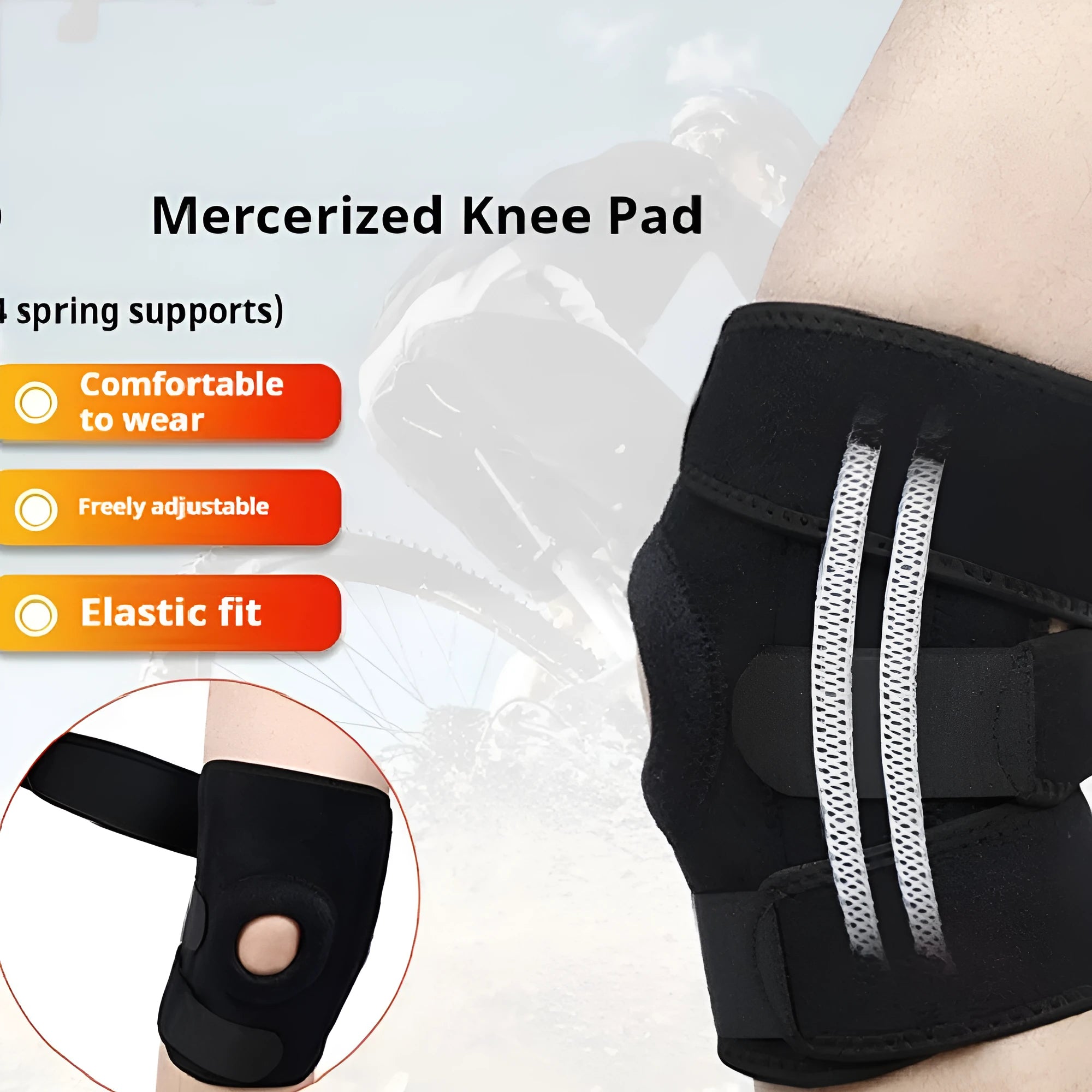 Sports knee pad with spring support system for running and basketball.