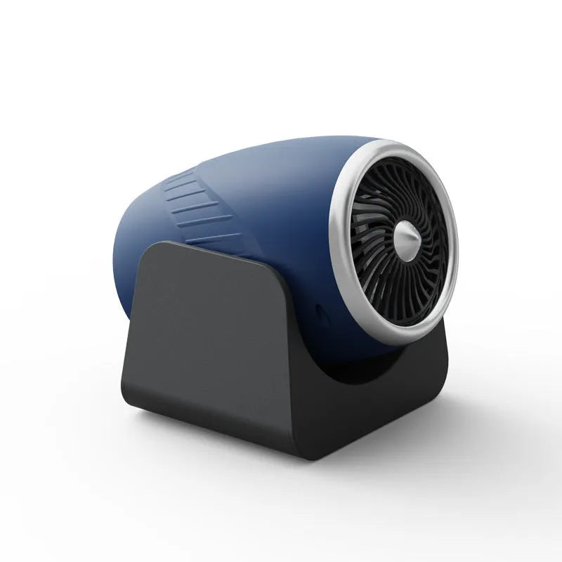 12v portable car heating fan in navy blue colour with cigarette lighter plug for fog and frost removal