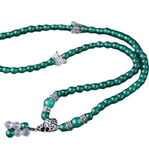 Natural green agate multi-layer bracelet with 6mm beads in three-circle design