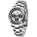 Berjani men's chronograph watch with stainless steel case and bracelet, black dial option