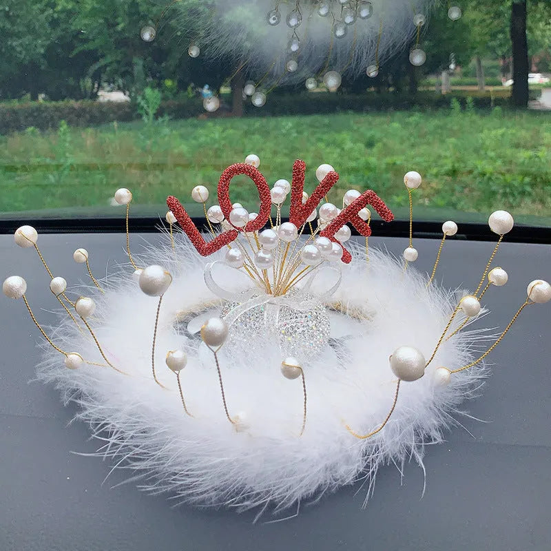 Clay diamond star decoration ornament for a car centre console in a modern colour design.