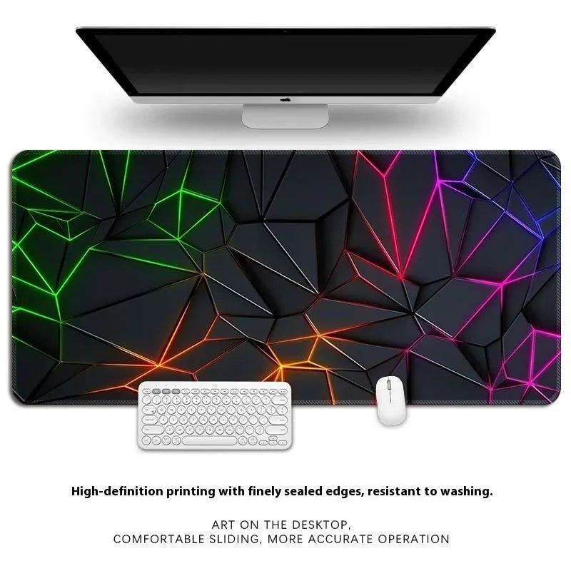 Thickened overlock computer keyboard desk mat with natural rubber non-slip base and thermal transfer pattern