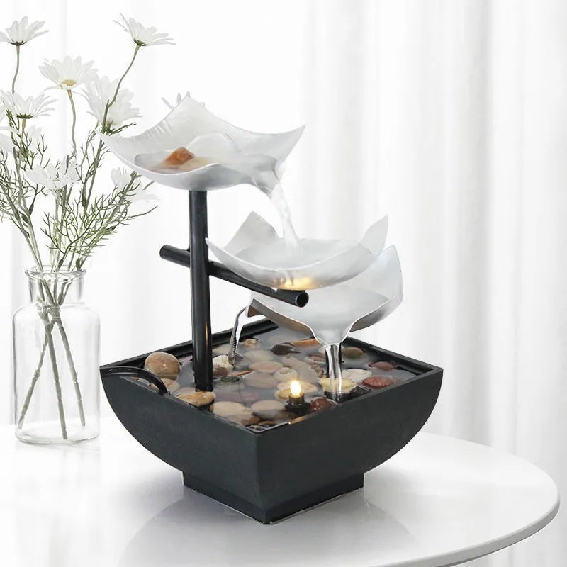 Modern minimalist desktop water fountain ornament in JR001 colour with alloy and plastic construction