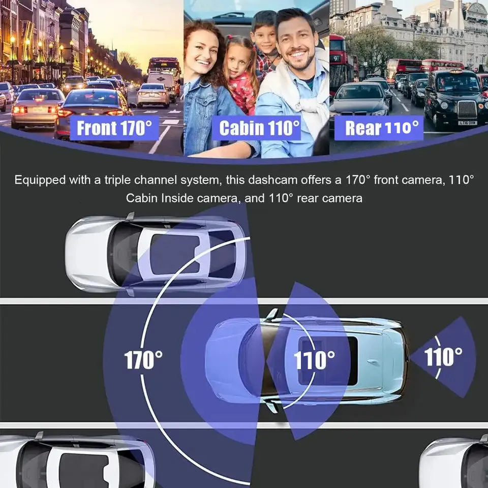 G50 black driving recorder dash cam with 3-inch touchscreen display