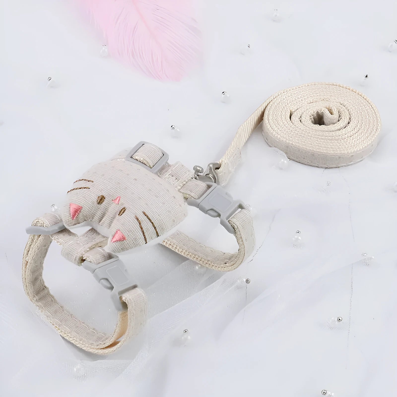 T-shaped cloth cat pulling rope toy with drawstring for interactive indoor play with cats