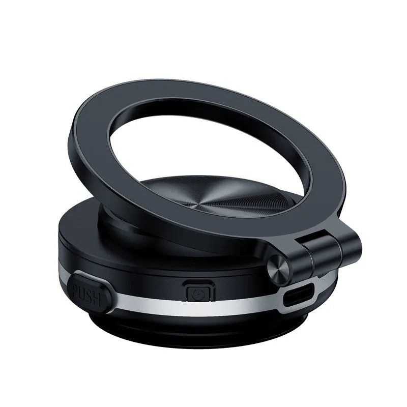 Car phone holder with vacuum adsorption mount and magnetic phone attachment in black, pink, or silver colours