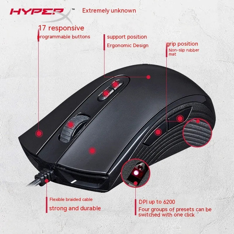 Pulsefirecore wired gaming mouse with RGB lighting in black or pink colour