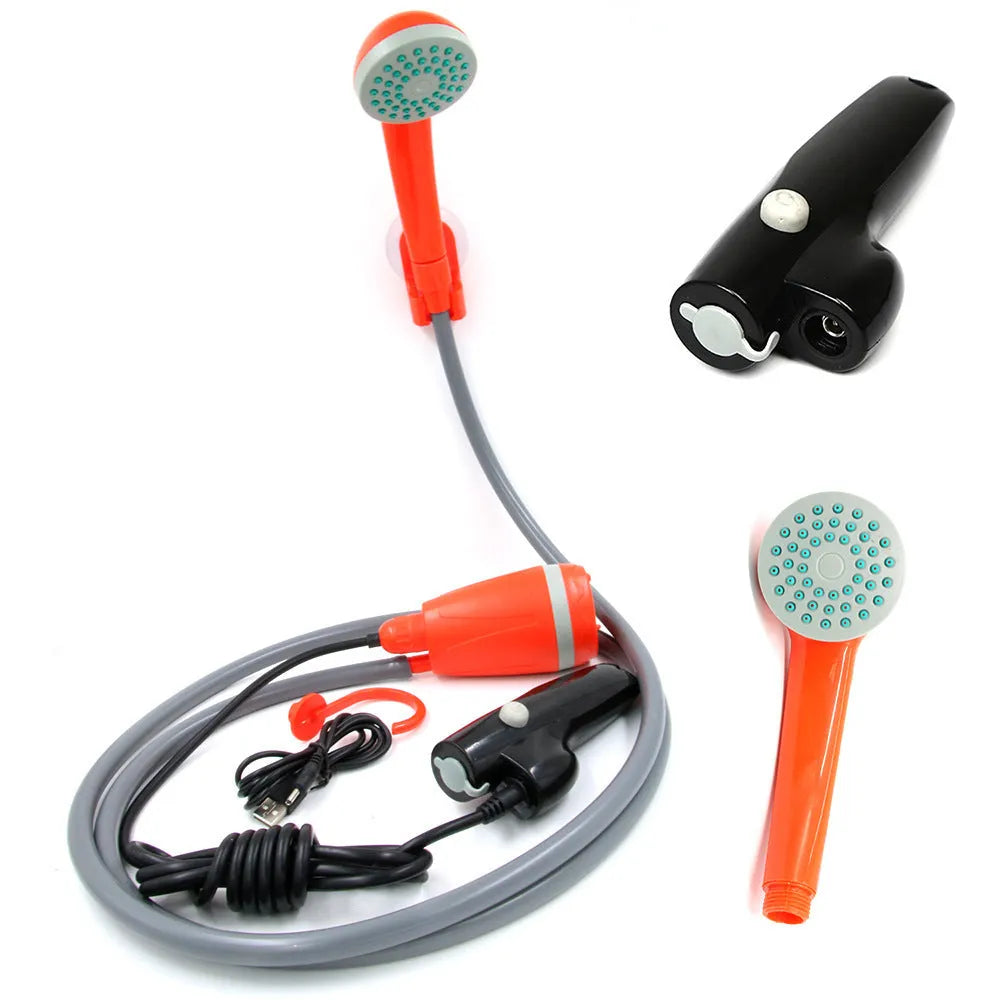 Portable USB wireless vehicle shower with water pipe and cable for outdoor camping use