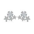 S925 sterling silver flower stud earrings with petal design in platinum and gold colour
