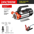 24V DC dual-use oil water pump with stainless steel body on white background