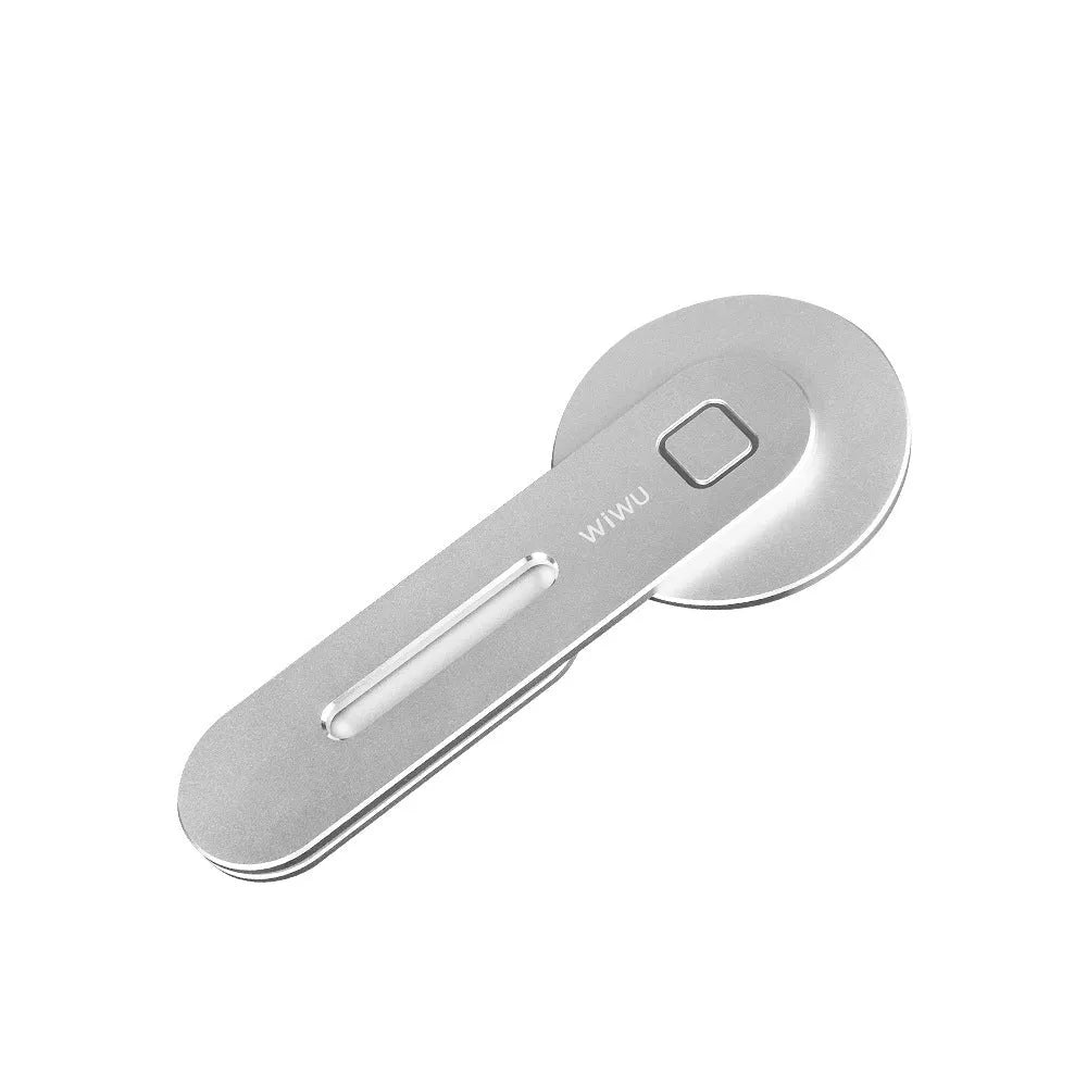 Silver magnetic aluminium alloy desktop wireless charging stand for universal phones with built-in charging pad