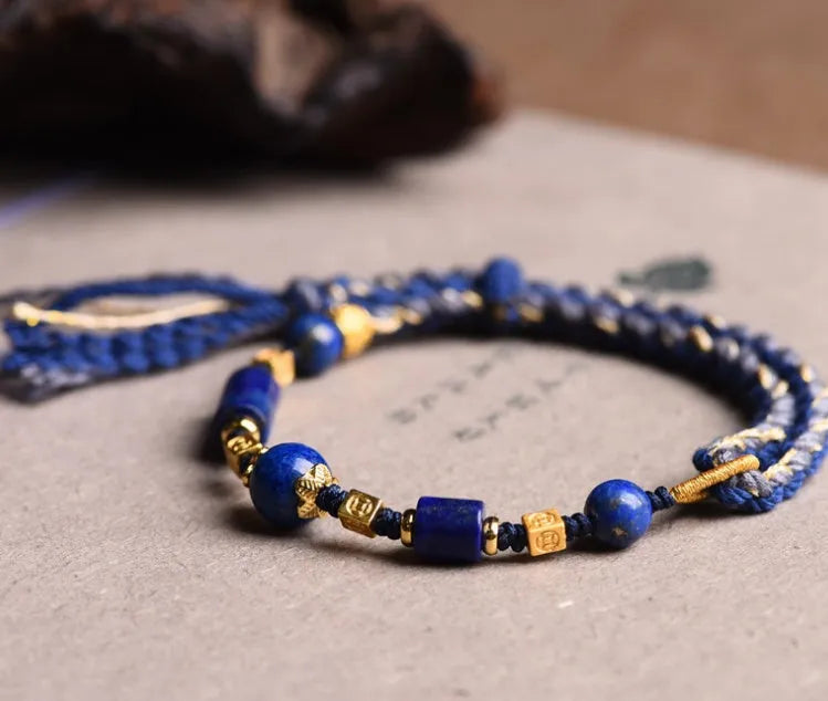 DIY woven watch band with hand-woven rope design in flexible wire showing ethnic style details