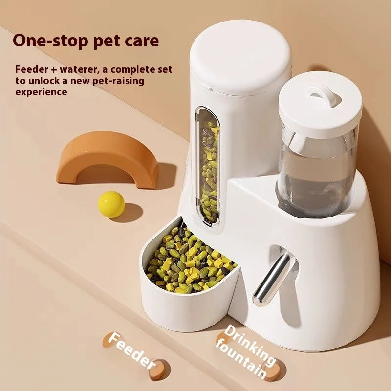 Hamster automatic drinking water feeder and food basin in white, blue, and pink colour options