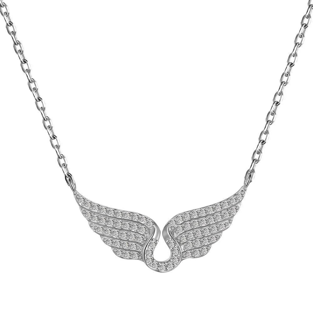 Women's 925 sterling silver wings fashion necklace with electroplated finish, two colour options