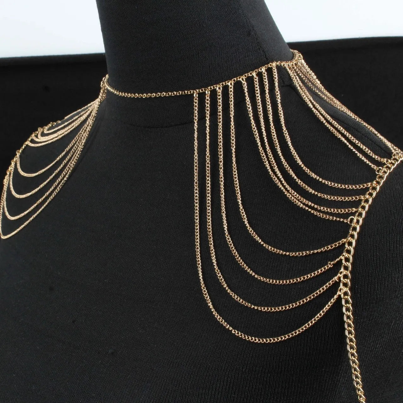 Fashion multi-layer body chain for women in gold and silver alloy shoulder chain jewellery