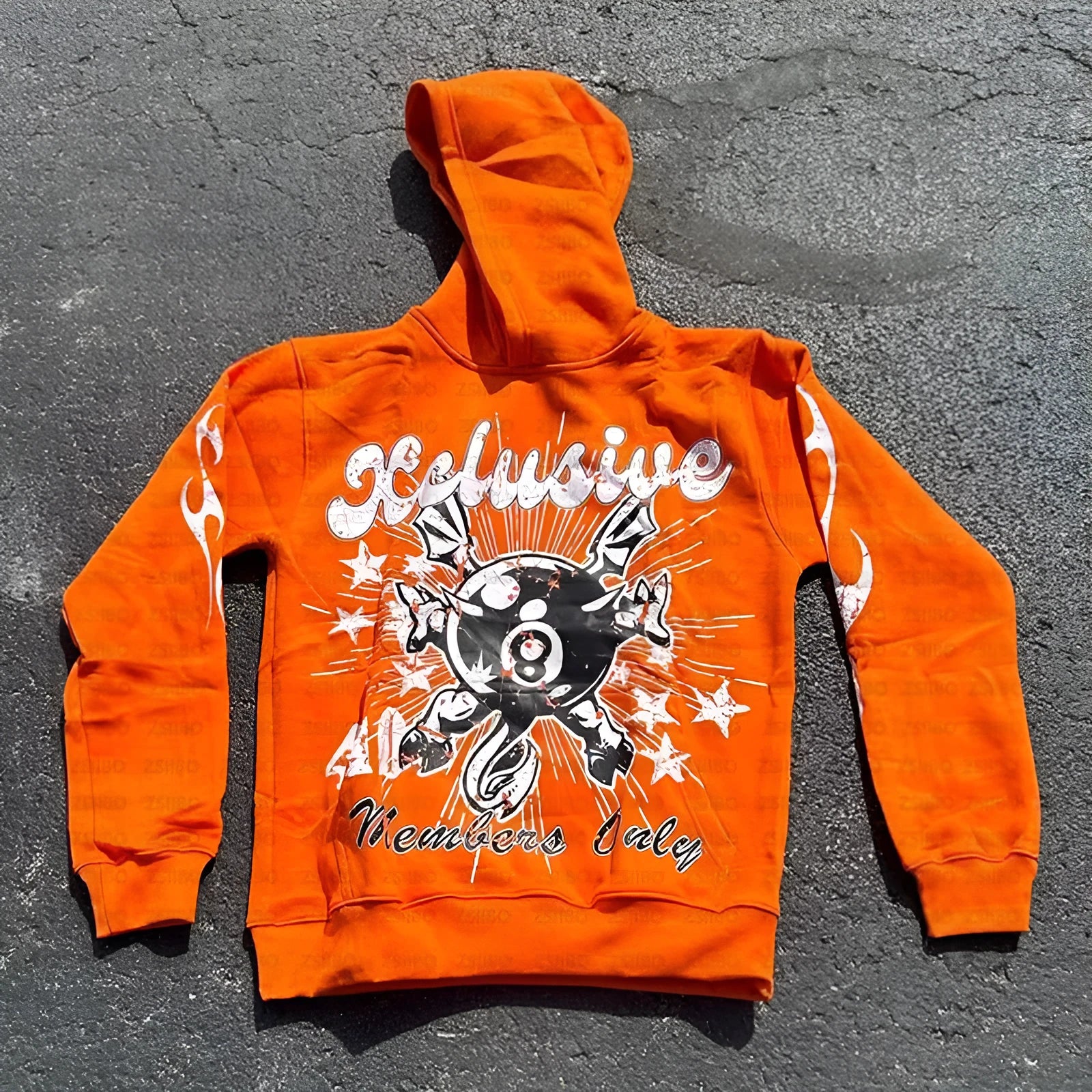 Personalised letter print loose pullover in street hipster style with a pocket, shown in various colours.